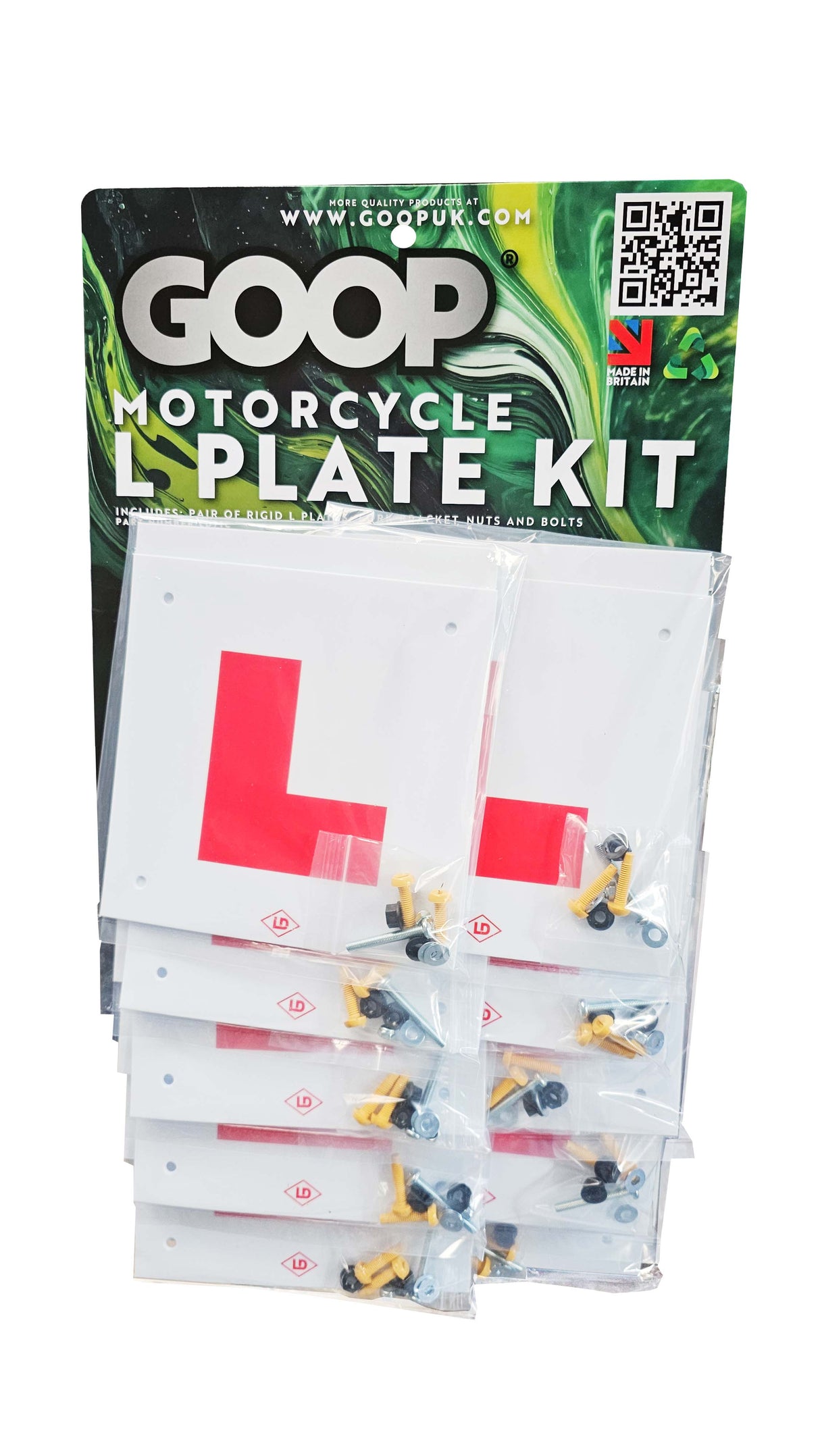 Display Card Motorcycle L Plate Kits 10 x Complete Kits And All Fittings Per Card
