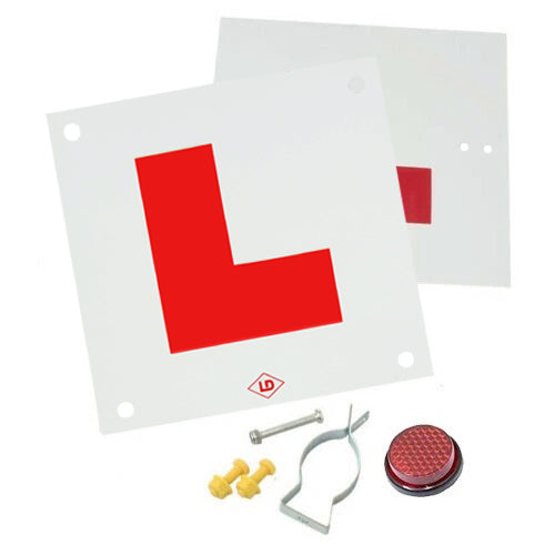 Motorcycle Learner Plate Kit With Fork Bracket And Fixing Kit Plus FREE MOT Reflector Included