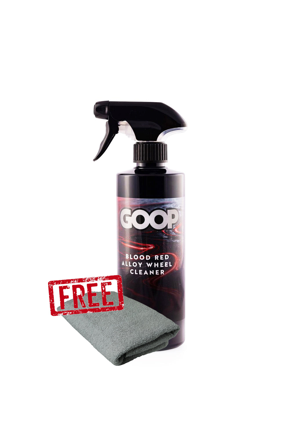 GOOP Blood Red Alloy Wheel Cleaner Plus FREE Microfibre Cleaning Cloth
